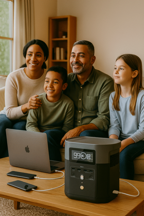 Ecoflow solar generator in living room